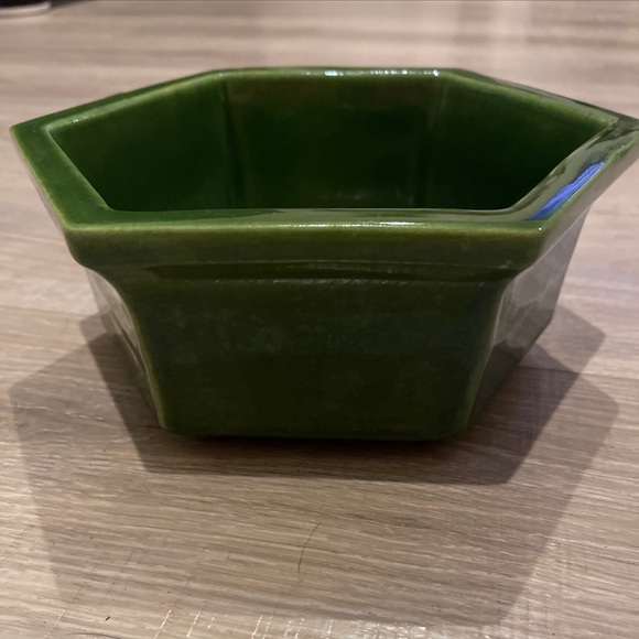 Vintage 1983 Haeger Pottery Hexagon Bowl Planter 4003 In in DEEP GREEN - Picture 4 of 12